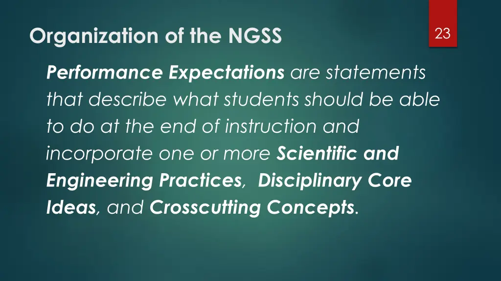 organization of the ngss 2