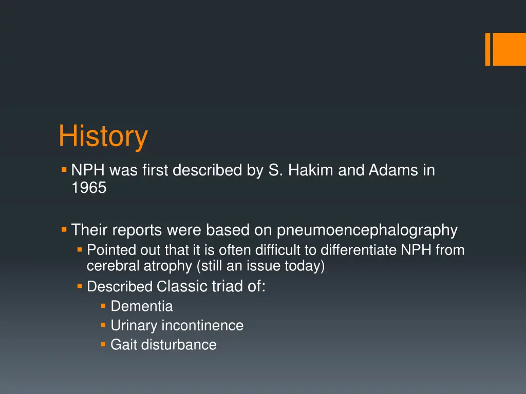 history nph was first described by s hakim