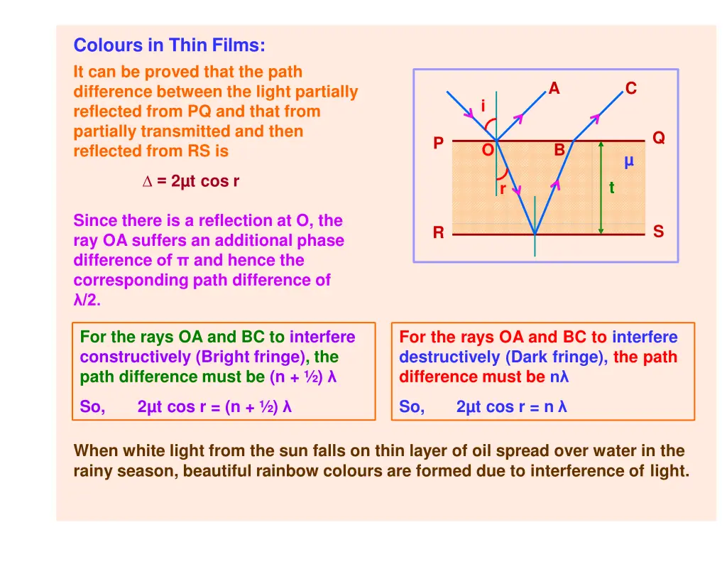 colours in thin films it can be proved that