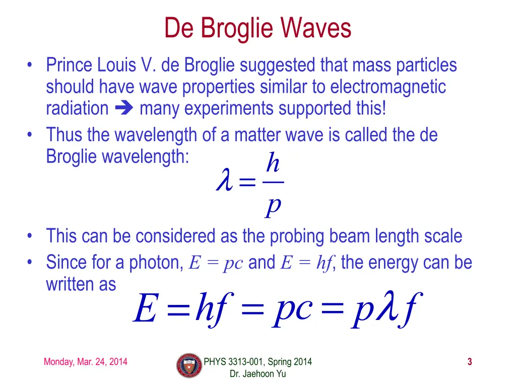 de broglie waves