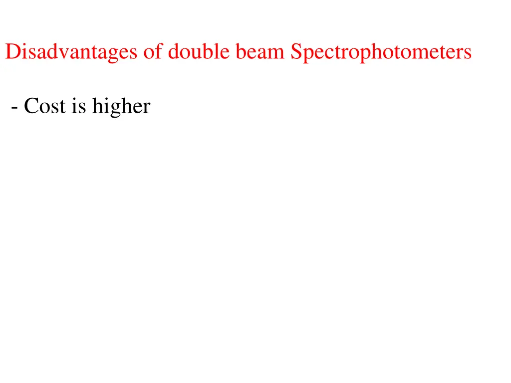 disadvantages of double beam spectrophotometers