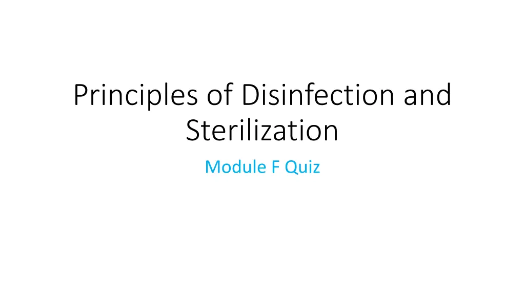 principles of disinfection and sterilization