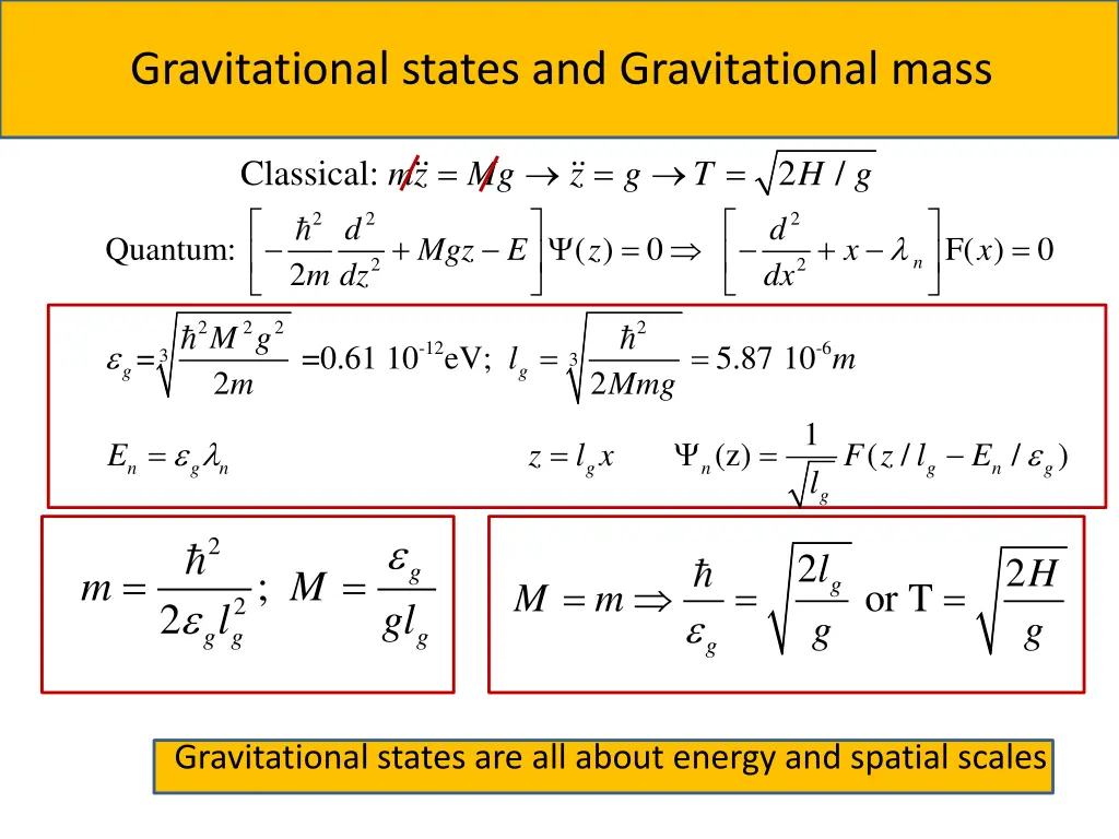 gravitational states and gravitational mass