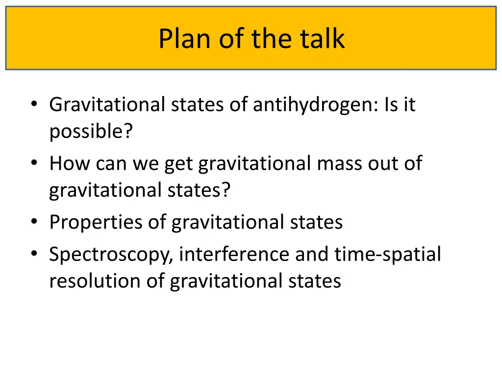 plan of the talk