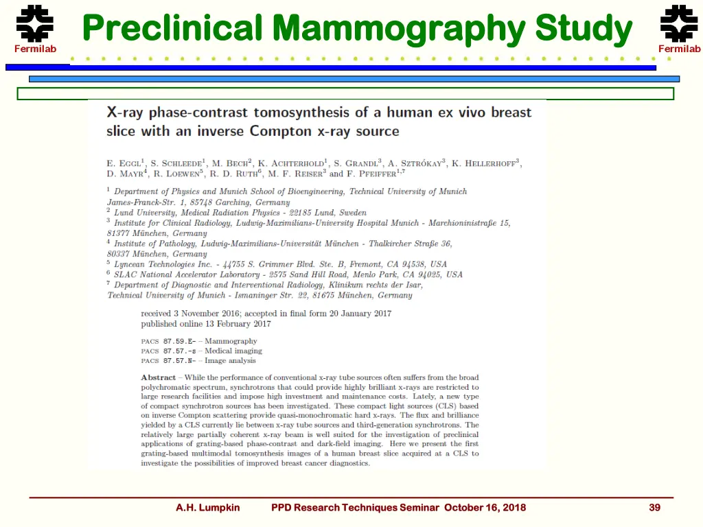 preclinical mammography study preclinical