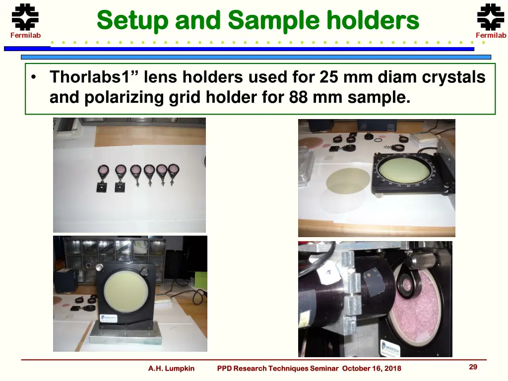 setup and sample holders setup and sample holders