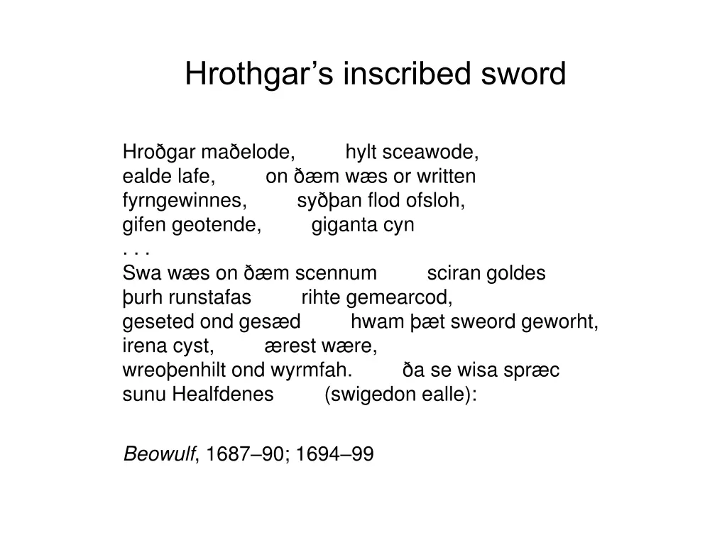 hrothgar s inscribed sword