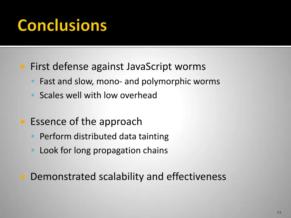 first defense against javascript worms fast