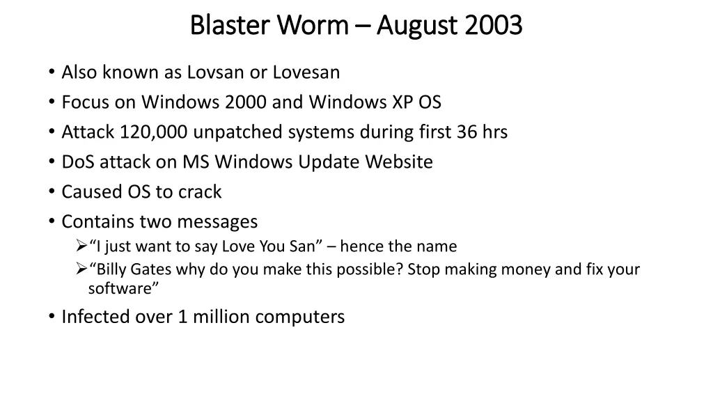 blaster worm blaster worm august 2003