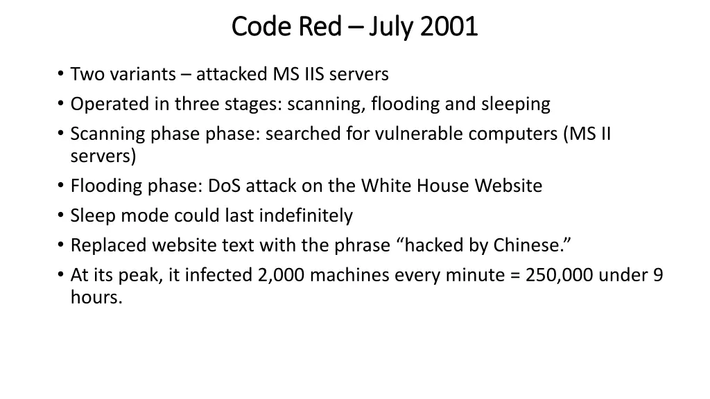 code red code red july 2001