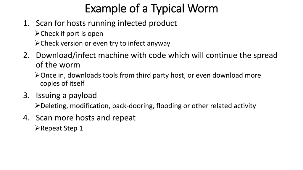 example of a typical worm example of a typical