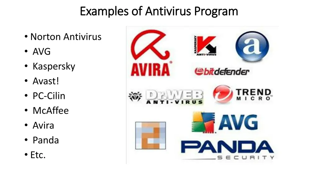 examples of antivirus program examples