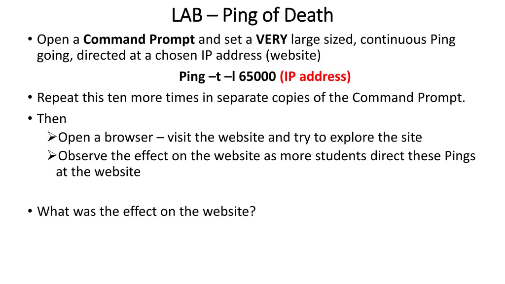 lab lab ping of death ping of death