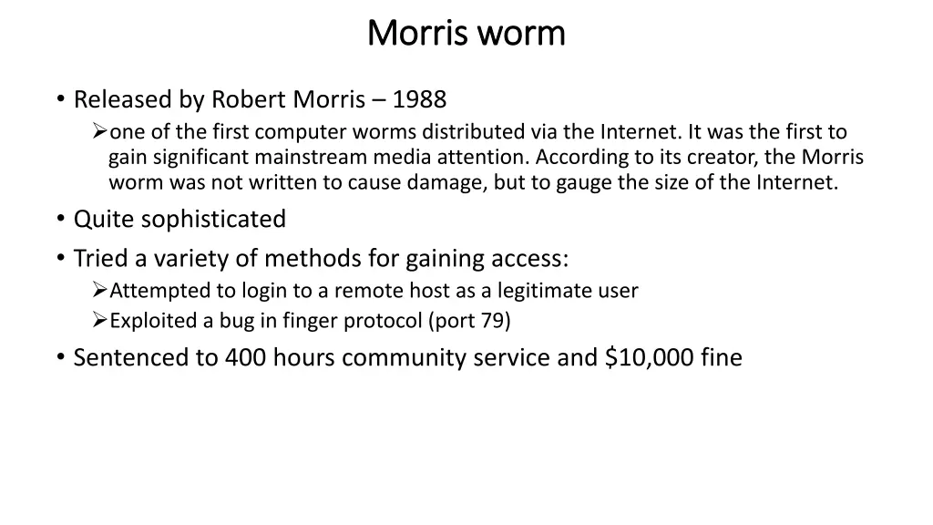 morris worm morris worm