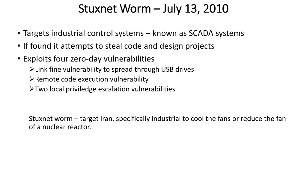 stuxnet stuxnet worm