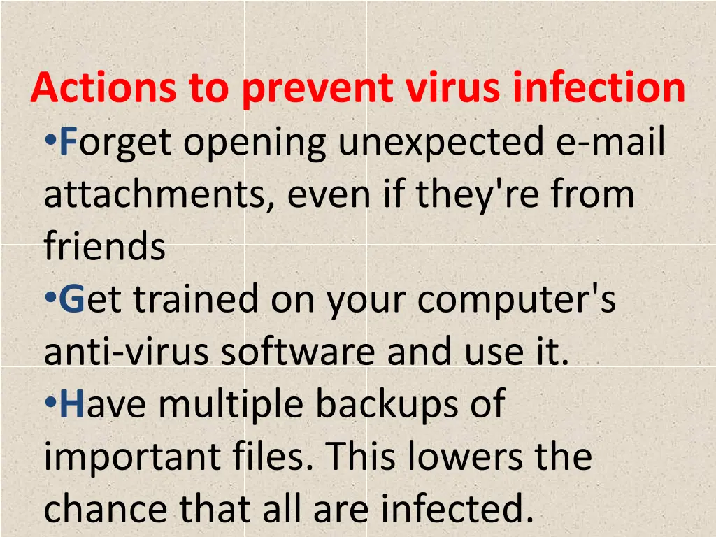 actions to prevent virus infection f orget