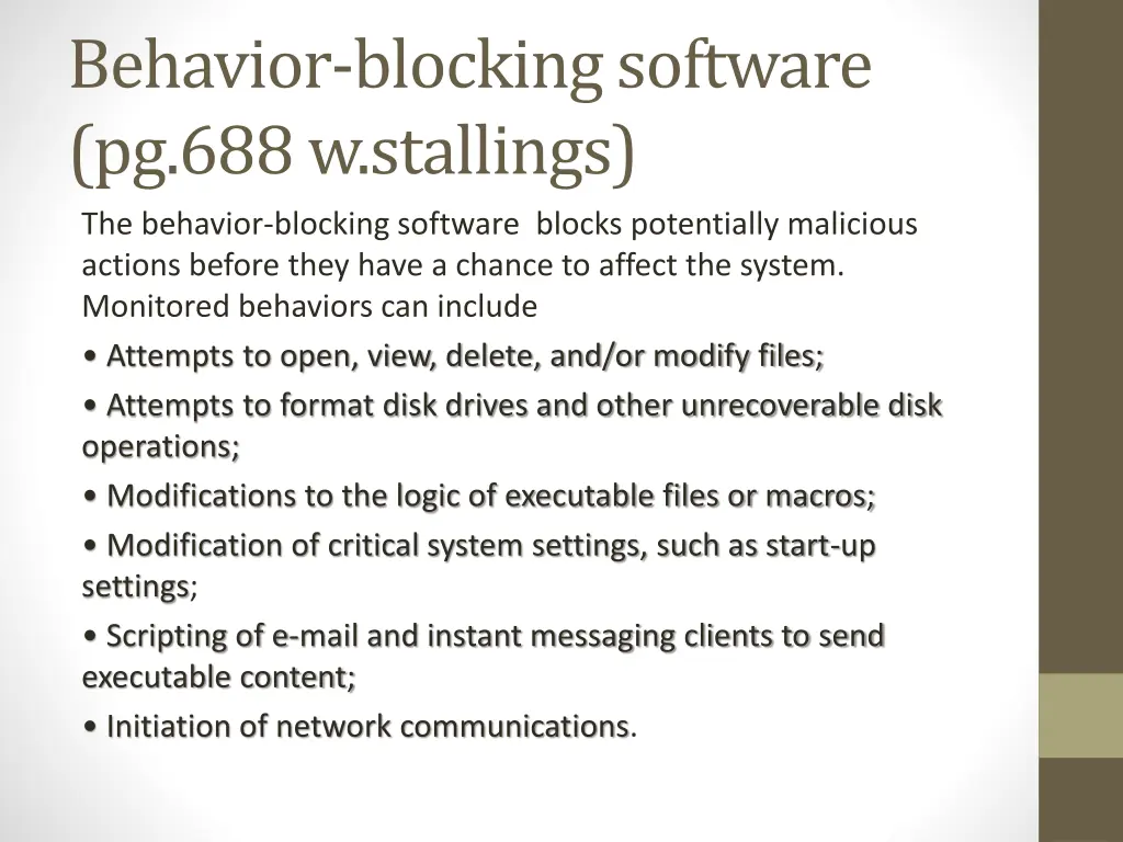 behavior blocking software pg 688 w stallings