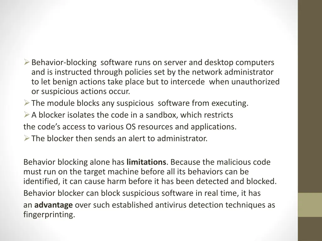 behavior blocking software runs on server