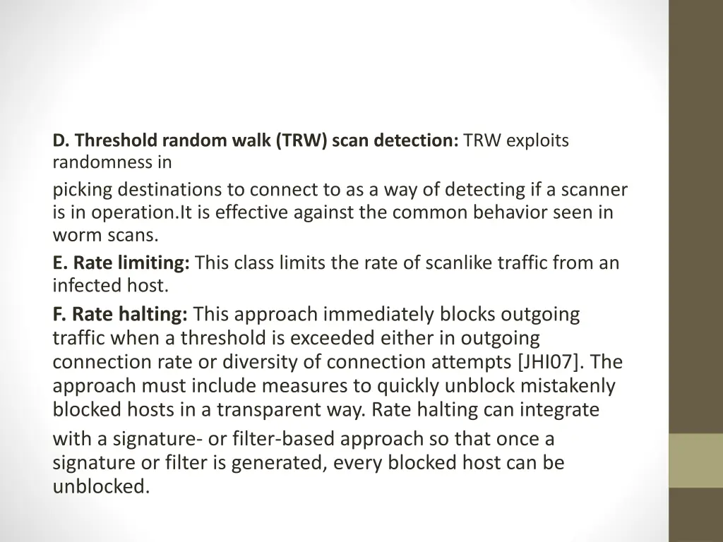 d threshold random walk trw scan detection