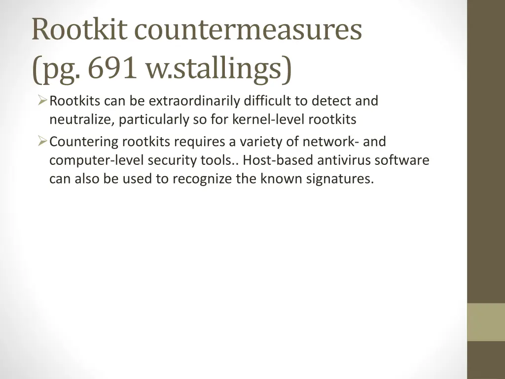 rootkit countermeasures pg 691 w stallings