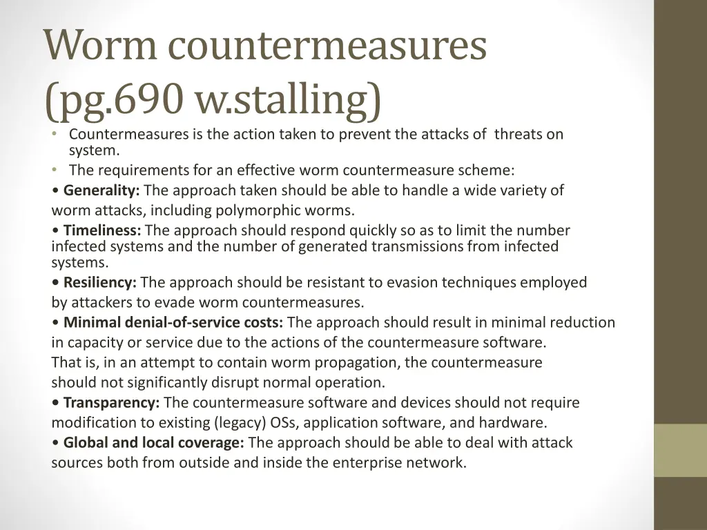 worm countermeasures pg 690 w stalling