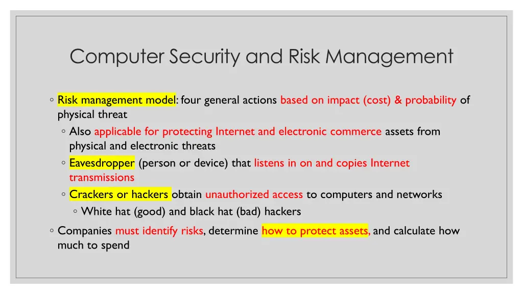 computer security and risk management 1