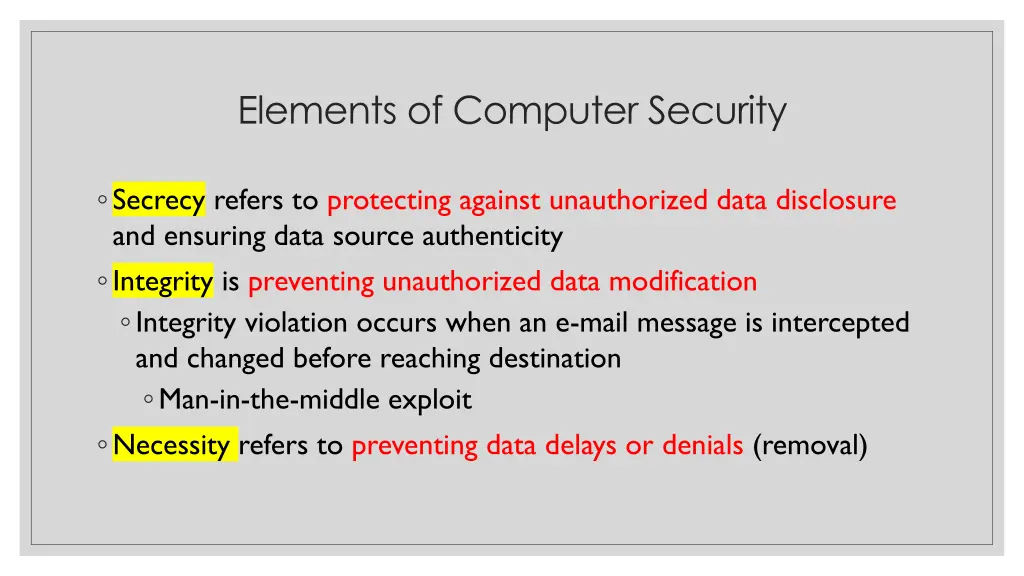 elements of computer security