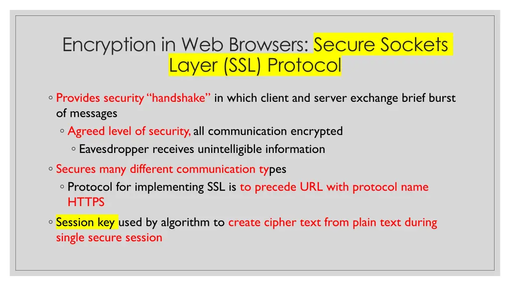 encryption in web browsers secure sockets layer