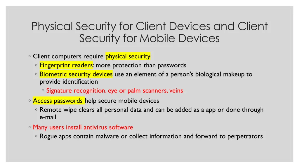 physical security for client devices and client