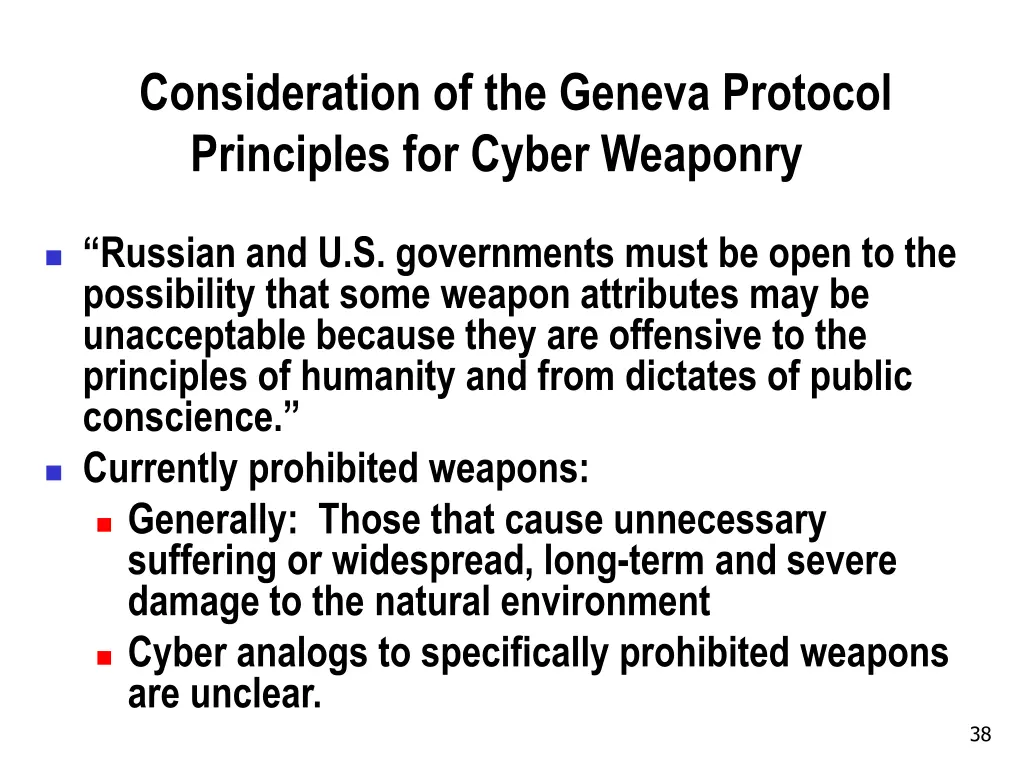 consideration of the geneva protocol principles