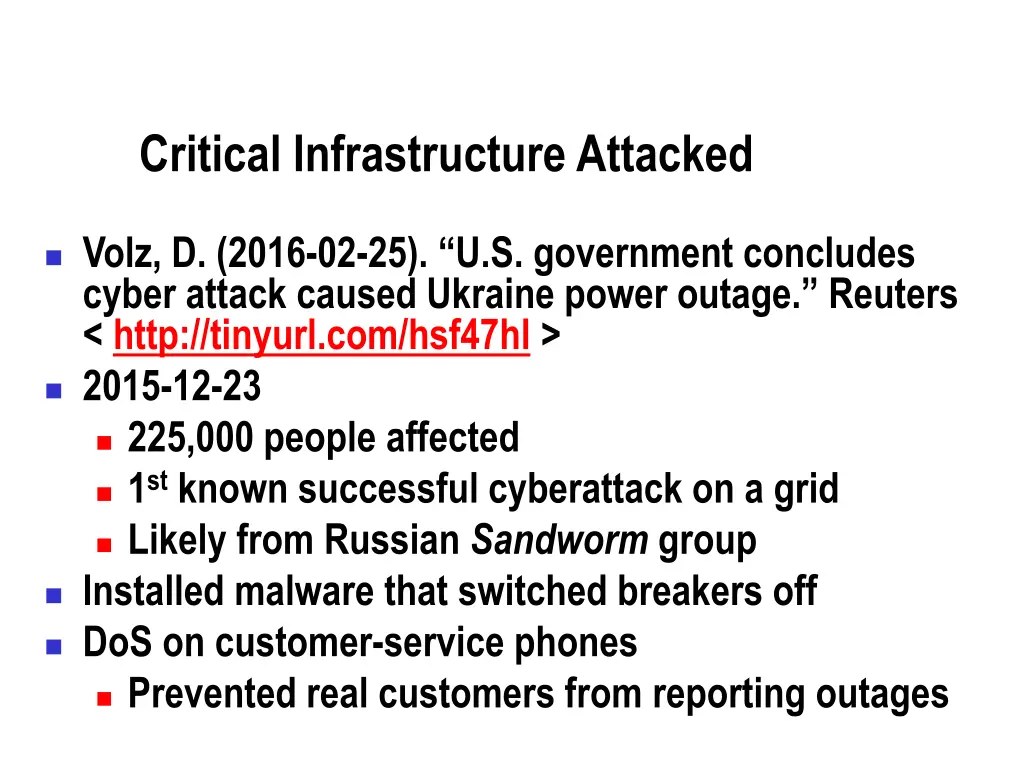 critical infrastructure attacked