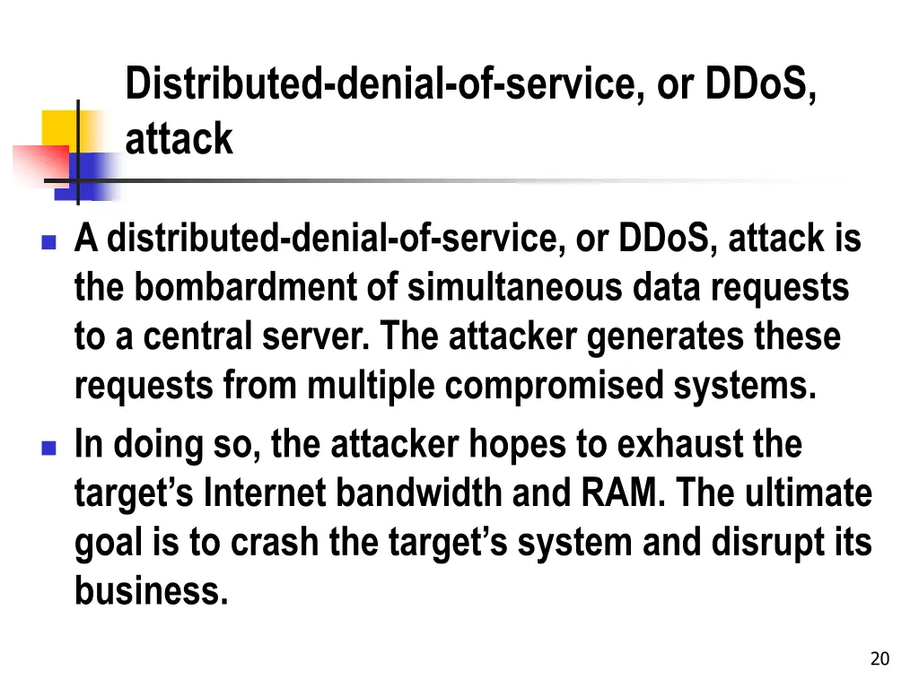 distributed denial of service or ddos attack