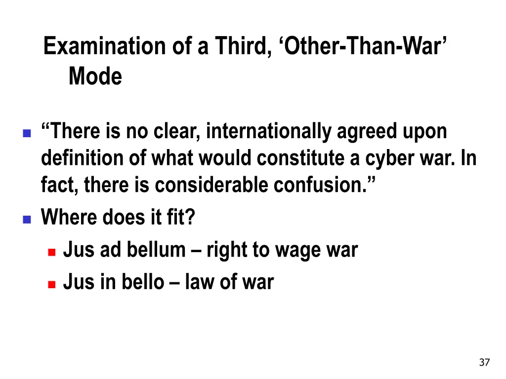 examination of a third other than war mode