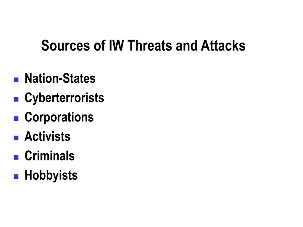 sources of iw threats and attacks