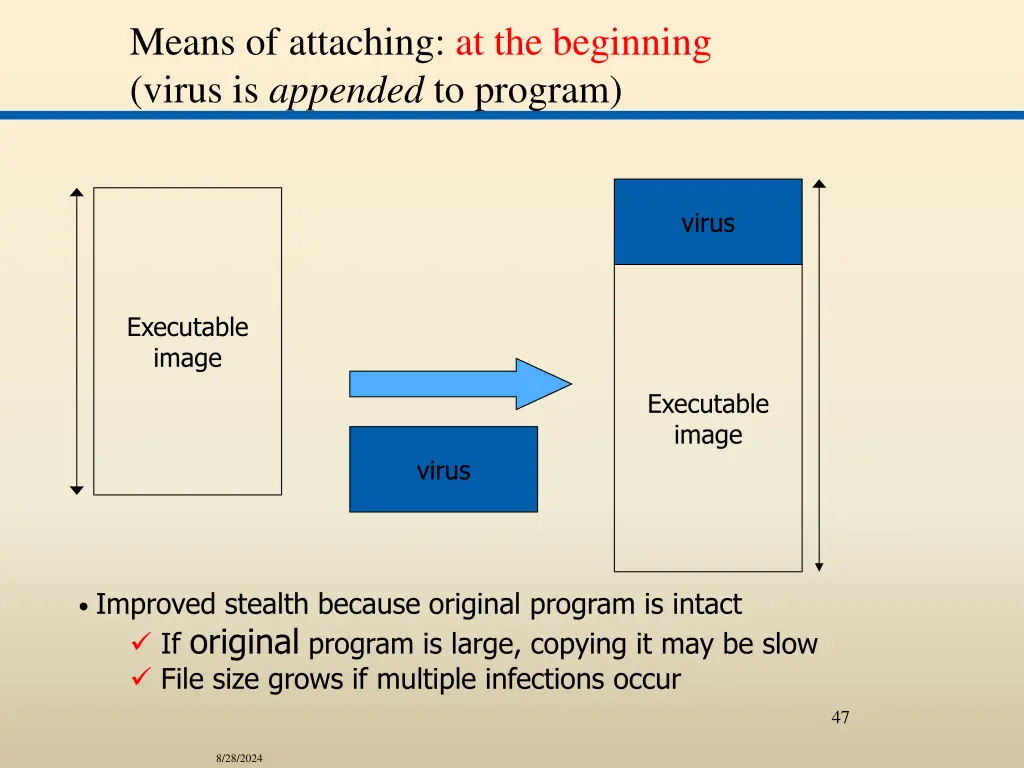 means of attaching at the beginning virus