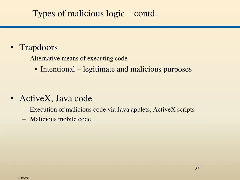 types of malicious logic contd 1