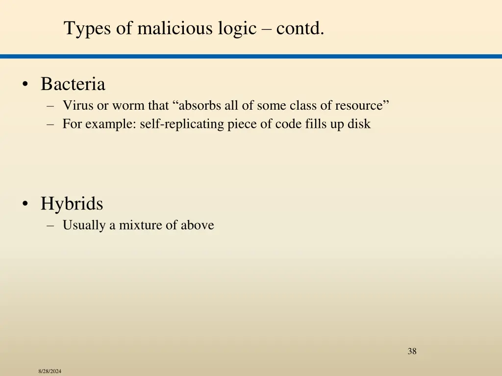 types of malicious logic contd 2