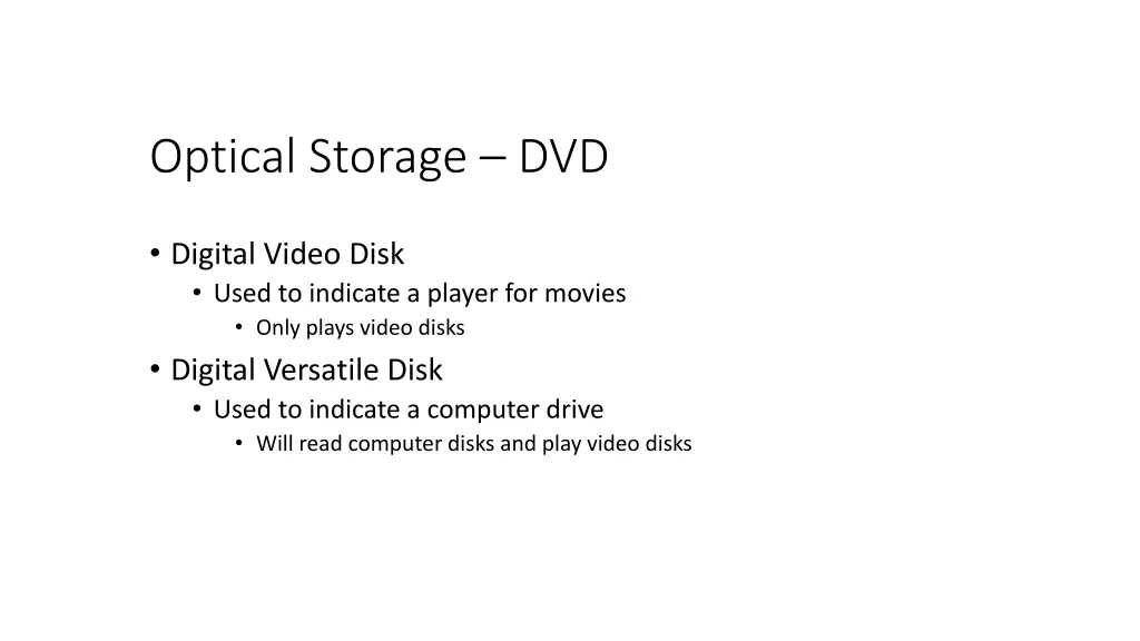 optical storage dvd