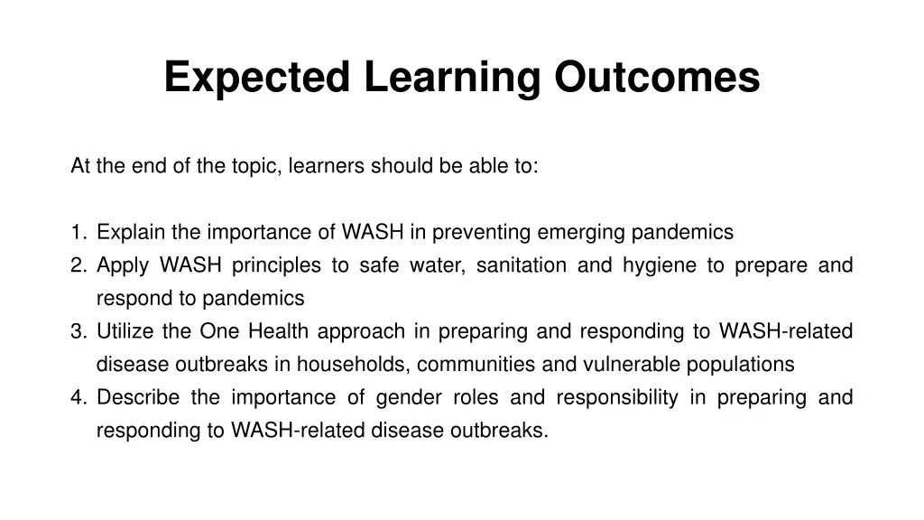 expected learning outcomes