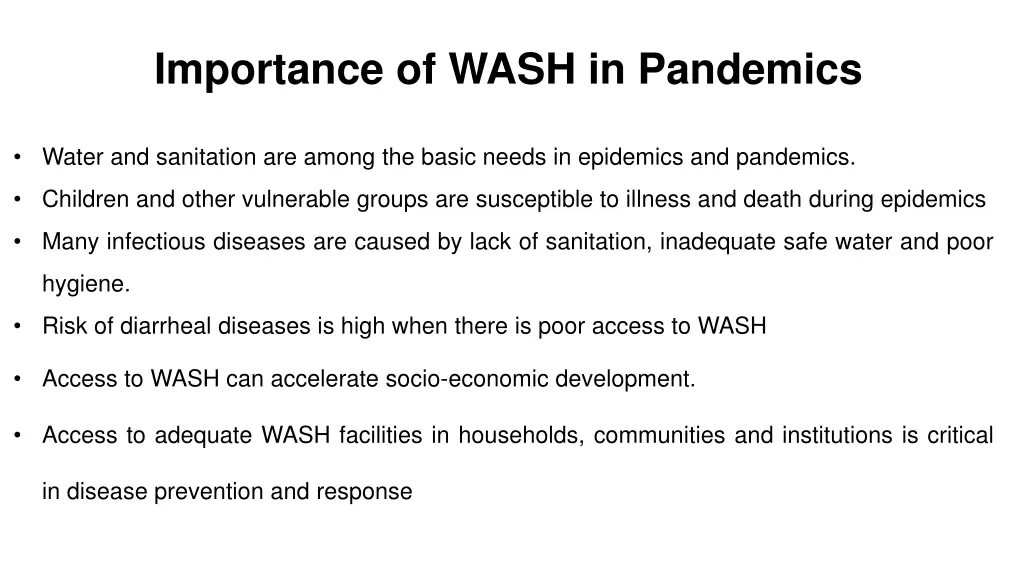 importance of wash in pandemics