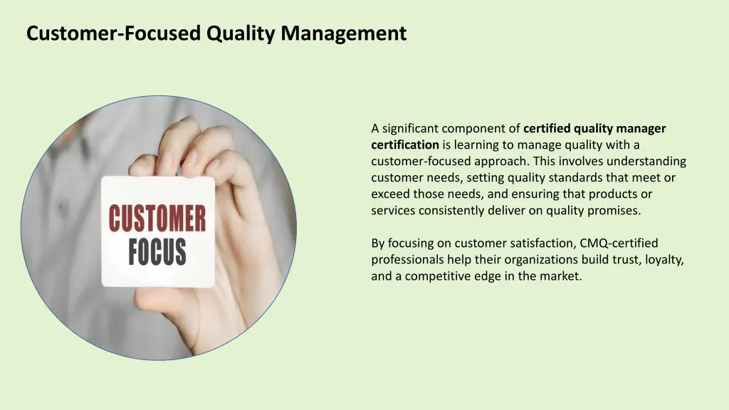 customer focused quality management