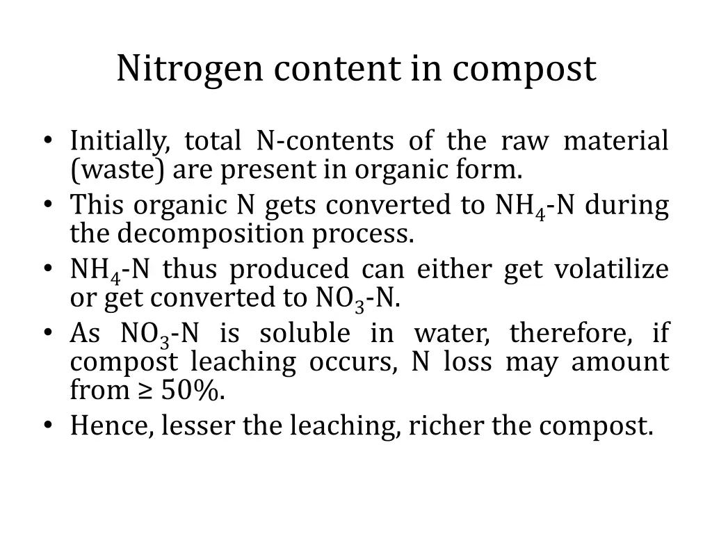 nitrogen content in compost