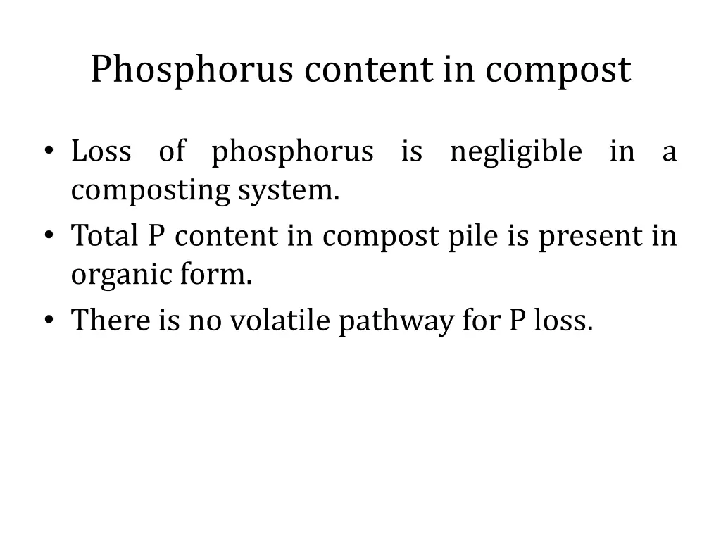 phosphorus content in compost