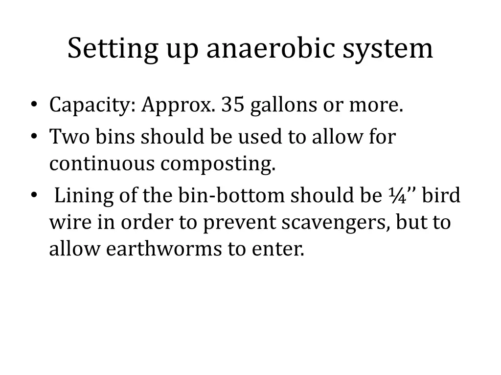 setting up anaerobic system