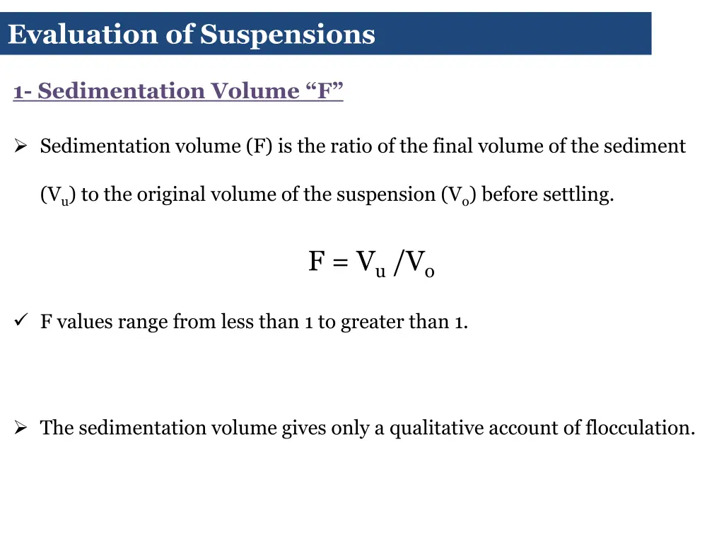 evaluation of suspensions