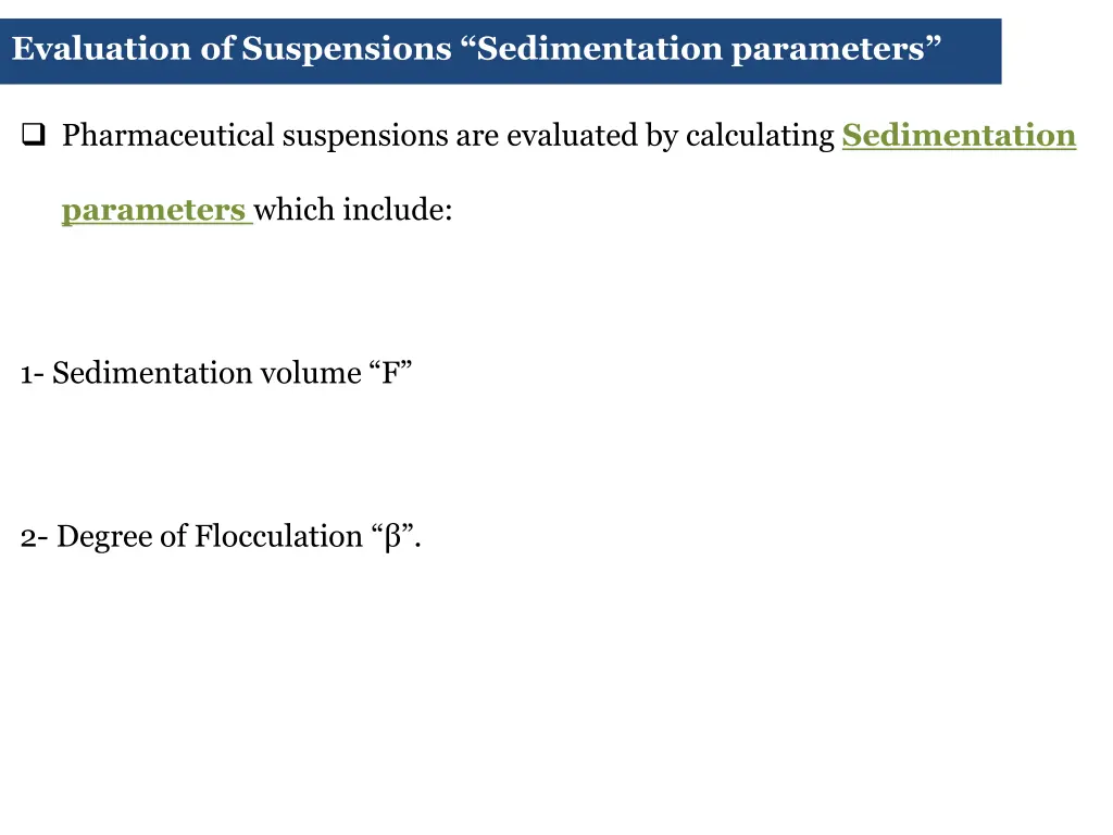 evaluation of suspensions sedimentation parameters