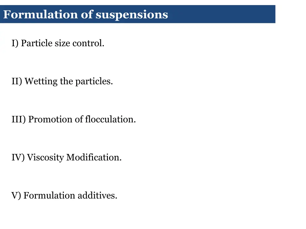 formulation of suspensions