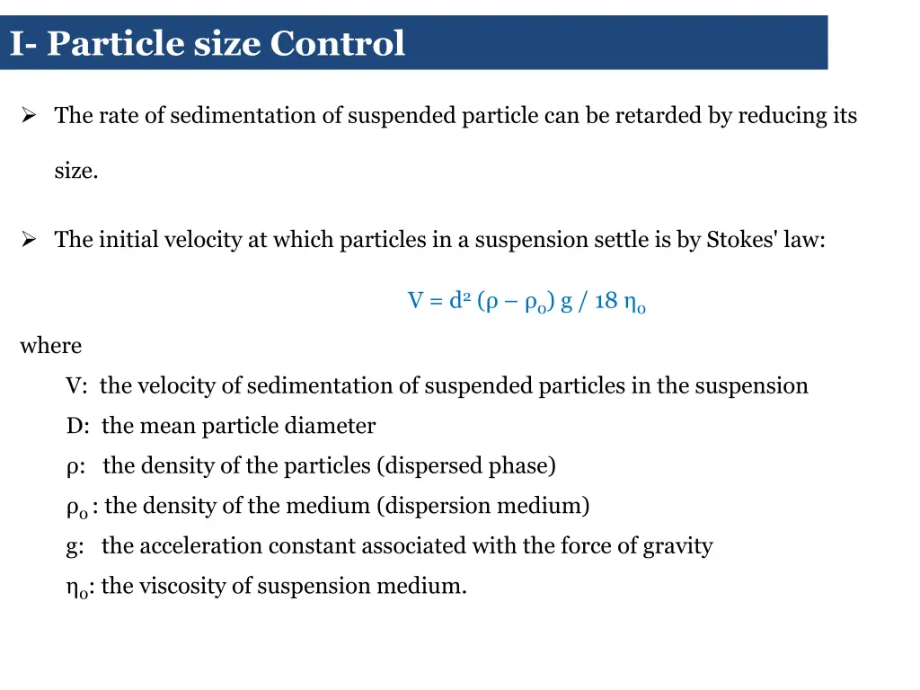 i particle size control