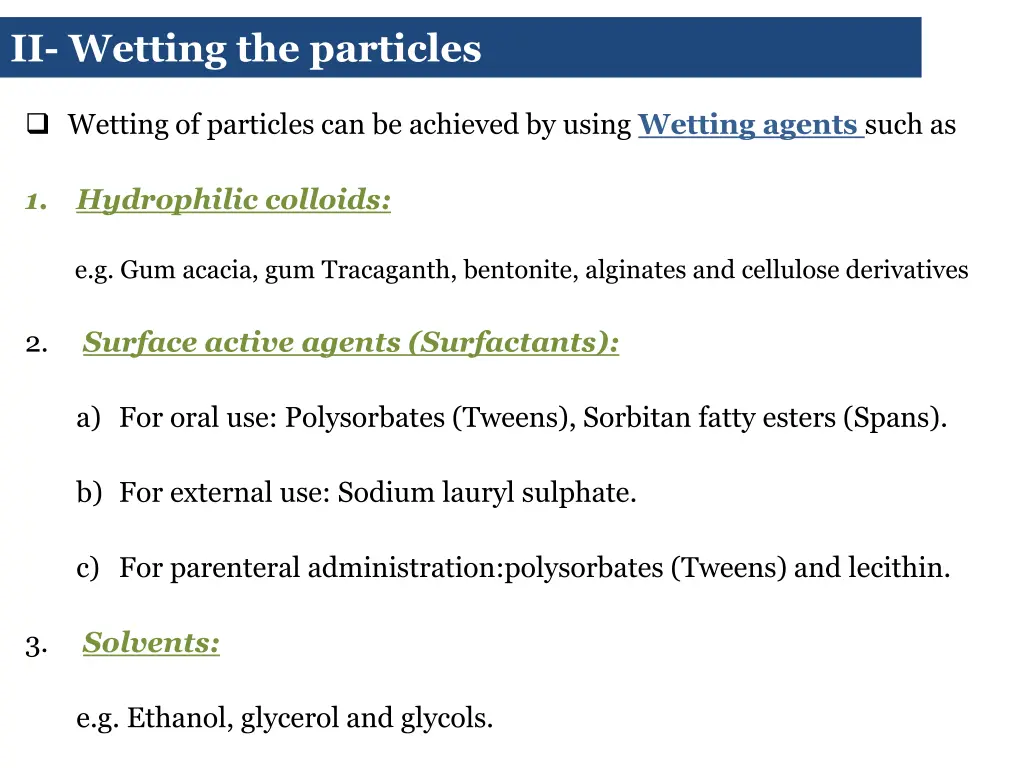 ii wetting the particles 2