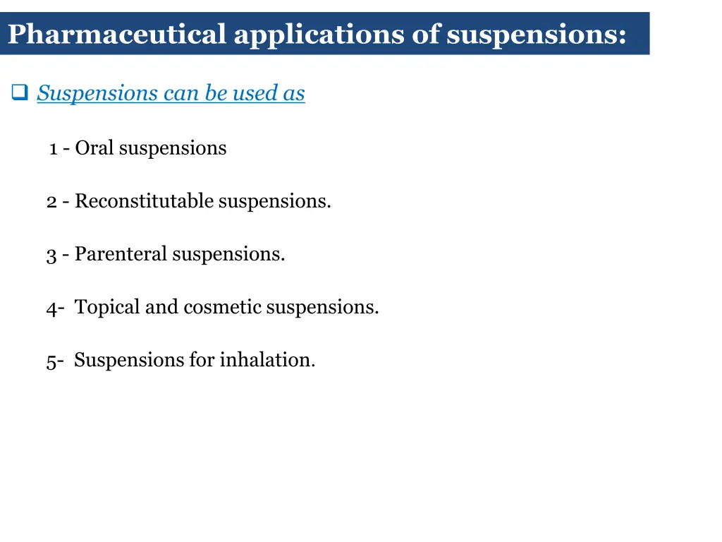 pharmaceutical applications of suspensions